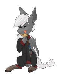 Size: 2039x2626 | Tagged: safe, artist:ezzerie, imported from derpibooru, oc, oc only, oc:stryker, pegasus, clothes, commission, eating, food, mess, simple background, sitting, solo, taco, transparent background