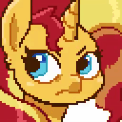 Size: 256x256 | Tagged: safe, artist:another_pony, imported from twibooru, sunset shimmer, pony, unicorn, animated, female, image, loop, mare, pixel art, solo, webm