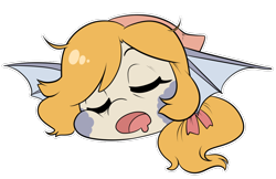 Size: 1280x827 | Tagged: artist needed, source needed, safe, imported from twibooru, oc, oc only, oc:marina, merpony, expression, female, head, image, png, simple background, sleeping, solo, sticker, transparent background