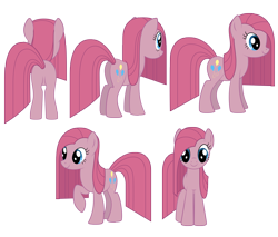 Size: 4427x3780 | Tagged: safe, artist:culu-bluebeaver, imported from derpibooru, pinkie pie, earth pony, pony, balloonbutt, butt, digital, digital art, female, mare, pinkamena diane pie, plot, png, raised hoof, reference sheet, show accurate, simple background, solo, transparent background, vector