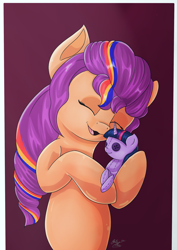 Size: 2480x3508 | Tagged: safe, artist:wolfcube333, imported from derpibooru, sunny starscout, twilight sparkle, earth pony, pony, cute, female, g5, plushie, solo, sunny and her heroine, sunnybetes