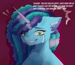 Size: 4031x3500 | Tagged: safe, artist:calaxsy, imported from derpibooru, pony, unicorn, abuse, crying, female, freckles, g5, implied opaline arcana, internal screaming, mare, misty brightdawn, mistybuse, sad, solo