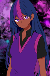 Size: 1999x3000 | Tagged: safe, artist:aquapiratepup, imported from derpibooru, twilight sparkle, human, clothes, dark skin, female, humanized, solo