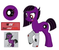 Size: 4200x3527 | Tagged: safe, artist:equestria secret guard, imported from derpibooru, oc, oc only, oc:林官财子, earth pony, pony, pony creator, bloodshot eyes, chinese, earth pony oc, eyeball, female, mare, paper, simple background, solo, transparent background, vector