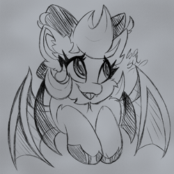 Size: 1300x1300 | Tagged: safe, artist:starcasteclipse, imported from derpibooru, oc, oc:starcast, bat pony, pony, bat pony oc, female, mare, sketch, smiling, solo