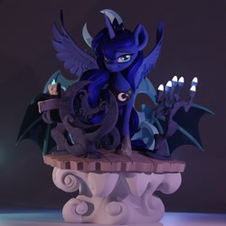 Size: 2717x2718 | Tagged: safe, artist:chyvak, imported from derpibooru, princess luna, alicorn, pony, 3d, 3d model, female, looking at you, mare, smiling, smiling at you, solo, spread wings, wings