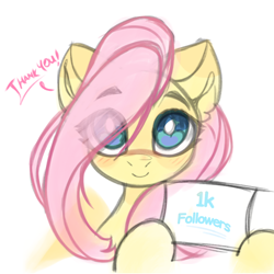 Size: 4096x4096 | Tagged: safe, artist:jfrxd, imported from derpibooru, fluttershy, pegasus, pony, bust, cute, ear fluff, eye clipping through hair, eyebrows, eyebrows visible through hair, hair over one eye, hoof hold, looking at you, milestone, shyabetes, simple background, sketch, smiling, smiling at you, solo, white background, white pupils