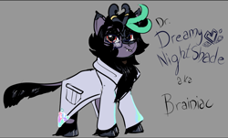 Size: 900x543 | Tagged: safe, artist:brainiac, imported from derpibooru, oc, oc:dreamy nightshade, kirin, ambiguous gender, cloven hooves, gray background, simple background, solo