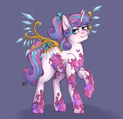 Size: 2247x2162 | Tagged: safe, alternate version, artist:karamboll, imported from derpibooru, princess flurry heart, alicorn, pony, commission, crystal, crystal wings, crystallized, full body, looking at you, smug, solo, standing, wings