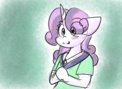 Size: 1886x1371 | Tagged: safe, artist:zutcha, imported from derpibooru, sweetie belle, anthro, unicorn, clothes, female, sketch, solo