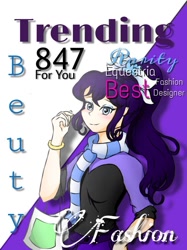 Size: 800x1067 | Tagged: safe, artist:milkshakecatowo789, imported from derpibooru, rarity, human, clothes, female, humanized, magazine cover, scarf, solo, striped scarf