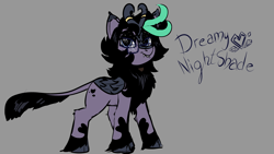 Size: 3840x2160 | Tagged: safe, artist:brainiac, imported from derpibooru, oc, oc:dreamy nightshade, kirin, ambiguous gender, cloven hooves, gray background, simple background, solo
