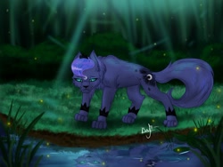 Size: 1600x1200 | Tagged: safe, artist:vera2002, imported from derpibooru, princess luna, cat, catified, female, pond, princess mewna, reflection, solo, species swap, water