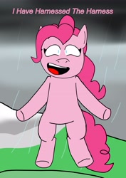 Size: 3508x4960 | Tagged: safe, artist:sketchyboi25, imported from derpibooru, pinkie pie, earth pony, pony, female, gravity, levitation, magic, open mouth, rain, self-levitation, telekinesis