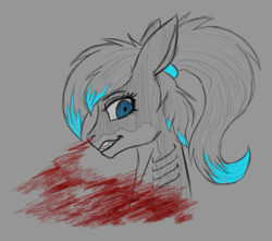 Size: 850x750 | Tagged: safe, artist:stray prey, imported from derpibooru, oc, oc only, oc:lacera viscera, original species, pony, shark, shark pony, blood, gills, gritted teeth, sharp teeth, solo, sternocleidomastoid, teeth