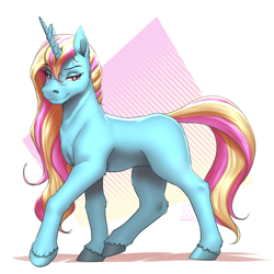 Size: 4000x4000 | Tagged: safe, artist:mykegreywolf, imported from derpibooru, oc, oc only, oc:jewel, pony, unicorn, cloven hooves, female, high res, horn, lidded eyes, mare, simple background, solo, unicorn oc, white background