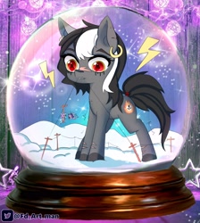 Size: 2690x3000 | Tagged: safe, artist:fd, imported from derpibooru, oc, oc only, anthro, snow globe, solo, telephone pole