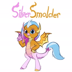 Size: 2048x2047 | Tagged: safe, artist:felldeal, imported from derpibooru, silverstream, smolder, dragon, hippogriff, dragoness, female, fusion, simple background, white background
