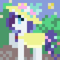 Size: 1200x1200 | Tagged: safe, artist:melodylibris, imported from derpibooru, rarity, pony, unicorn, clothes, dress, female, hat, mare, pixel art, solo, sun hat