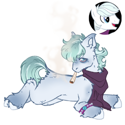 Size: 1000x1000 | Tagged: safe, artist:kazmuun, imported from derpibooru, double diamond, earth pony, pony, bracelet, clothes, high, jewelry, lying down, male, scarf, simple background, smoking, solo, stallion, stoned, transparent background