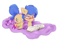 Size: 4960x3508 | Tagged: safe, artist:avacz, imported from derpibooru, oc, oc only, oc:lunar saintly, bat pony, blanket, book, broken legs, clothes, cute, disguise, disguised changeling, glasses, nerd, reading, relaxing, resting, simple background, socks, solo, striped socks, transparent background
