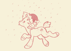 Size: 1826x1325 | Tagged: safe, artist:pink lemonade, imported from derpibooru, oc, oc only, oc:pink lemonade, pony, unicorn, catching snowflakes, christmas, dot eyes, female, hat, holiday, mare, monochrome, santa hat, short tail, snow, snowfall, solo, tail, tongue out, unshorn fetlocks
