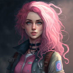 Size: 1024x1024 | Tagged: safe, editor:nevereverevr, imported from derpibooru, pinkie pie, human, ai content, ai generated, clothes, female, generator:midjourney, humanized, jacket, looking at you, smiling