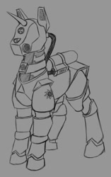 Size: 806x1280 | Tagged: safe, artist:stray prey, imported from derpibooru, pony, armor, power armor, solo