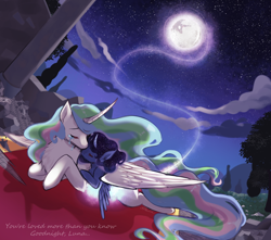 Size: 3592x3182 | Tagged: safe, artist:kawurin, imported from derpibooru, princess celestia, princess luna, castle, crying, curved horn, foal, horn, mare in the moon, moon, night, sky, stars