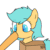 Size: 1200x1200 | Tagged: safe, artist:omelettepony, oc, oc only, oc:boxfilly, pegasus, pony, animated, boop, box, cute, eye clipping through hair, fake cutie mark, female, filly, gif, implied applejack, offscreen character, simple background, sticky note, tape, white background