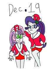 Size: 3000x4229 | Tagged: safe, artist:bigpurplemuppet99, imported from derpibooru, rarity, sweetie belle, human, equestria girls, 19, christmas, holiday, simple background, transparent background