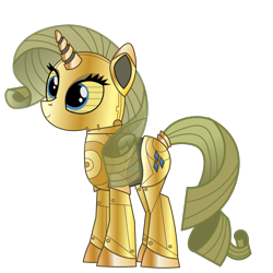Size: 1200x1200 | Tagged: safe, artist:prixy05, imported from derpibooru, rarity, pony, robot, robot pony, unicorn, c-3po, droid, raribot, simple background, solo, star wars, transparent background