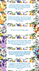 Size: 2048x3763 | Tagged: safe, imported from derpibooru, applejack, autumn blaze, rainbow dash, twilight sparkle, alicorn, kirin, nirik, pony, winged kirin, applejack's hat, cloven hooves, cowboy hat, crown, dialogue, dialogue box, english, event, fangs, female, fire, folded wings, gameloft, hat, horn, implied spike, jewelry, kirin applejack, kirin rainbow dash, kirin-ified, mane of fire, mare, mobile game, my little pony: magic princess, official, regalia, species swap, speech bubble, text, twilight sparkle (alicorn), wings