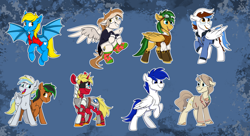 Size: 6244x3396 | Tagged: safe, imported from derpibooru, pegasus, pony, unicorn, commission, female, flying, group, male, mare, stallion, your character here