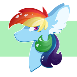 Size: 2000x2000 | Tagged: safe, artist:caprania, imported from derpibooru, rainbow dash, pegasus, pony, bust, female, profile, solo