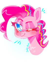 Size: 1080x1350 | Tagged: safe, artist:jully-park, imported from derpibooru, pinkie pie, earth pony, pony, cute, digital art, female, female focus, g4, lineart, looking at you, mare, one eye closed, simple background, smiling, smiling at you, solo, solo focus, white background, wink, winking at you