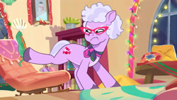 Size: 3072x1727 | Tagged: safe, imported from derpibooru, screencap, earth pony, pony, spoiler:g5, spoiler:my little pony: tell your tale, spoiler:tyts01e38, female, foal food, g5, glasses, grandma figgy, high res, mare, my little pony: tell your tale, solo, youtube link