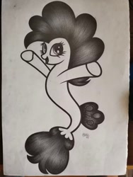 Size: 1080x1440 | Tagged: safe, imported from derpibooru, pinkie pie, pony, seapony (g4), monochrome, sketch, solo, traditional art