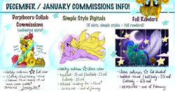 Size: 4800x2512 | Tagged: safe, artist:julunis14, imported from derpibooru, oc, oc:ayza, oc:baatochan, earth pony, pegasus, pony, unicorn, derpibooru community collaboration, advertisement, chest fluff, commission, commissions open, cute, feather, moon, prices, simple background, stars, tongue out, white background