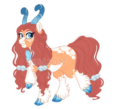 Size: 2900x2600 | Tagged: safe, artist:gigason, imported from derpibooru, oc, oc only, oc:gingerbread, hybrid, cloven hooves, female, mare, obtrusive watermark, offspring, parent:pinkie pie, parent:the great seedling, simple background, solo, transparent background, watermark