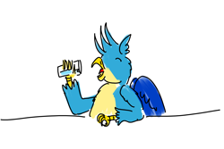 Size: 4200x2800 | Tagged: safe, artist:horsesplease, imported from derpibooru, gallus, doodle, drinking, gallusposting, glass, simple background, solo, water, white background