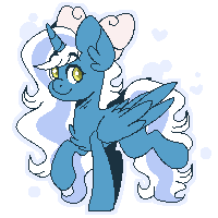 Size: 200x200 | Tagged: safe, artist:crystal-clarityy, imported from derpibooru, oc, oc only, oc:fleurbelle, alicorn, pony, adorabelle, alicorn oc, bow, cute, female, hair bow, horn, ocbetes, simple background, smiling, solo, transparent background, wings, yellow eyes