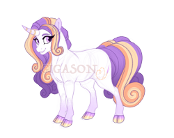 Size: 2900x2300 | Tagged: safe, artist:gigason, imported from derpibooru, oc, oc:heart stitch, pony, unicorn, cloven hooves, female, magical lesbian spawn, mare, obtrusive watermark, offspring, parent:amber laurel, parent:rarity, simple background, solo, transparent background, watermark