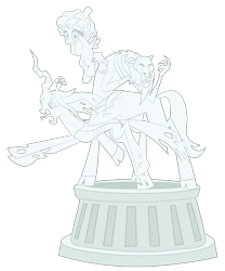 Size: 1500x1800 | Tagged: safe, artist:prixy05, imported from derpibooru, cozy glow, lord tirek, queen chrysalis, centaur, changeling, pegasus, the ending of the end, legion of doom statue, petrification, simple background, statue, transparent background