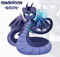 Size: 2492x2377 | Tagged: safe, artist:madelinne, imported from derpibooru, oc, oc only, bat pony, lamia, original species, snake, adoptable, adoptable open, adoption, magic, male, solo, stallion, zoom layer