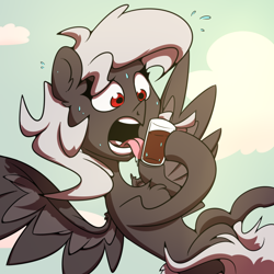 Size: 1000x1000 | Tagged: safe, artist:la hum, imported from derpibooru, oc, oc only, oc:headless female pegasus, pegasus, pony, glass, licking, pegasus oc, solo, tongue out