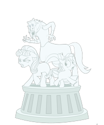 Size: 1500x1800 | Tagged: safe, artist:prixy05, imported from derpibooru, cozy glow, lord tirek, starlight glimmer, centaur, earth pony, pony, taur, unicorn, the ending of the end, alternate universe, petrification, race swap, simple background, statue, transparent background