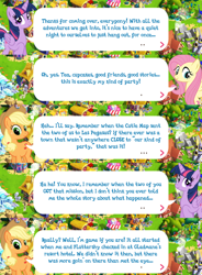 Size: 2048x2783 | Tagged: safe, imported from derpibooru, applejack, fluttershy, twilight sparkle, alicorn, earth pony, pegasus, pony, applejack's hat, cowboy hat, crown, dialogue, dialogue box, english, event, female, folded wings, gameloft, hat, horn, jewelry, mare, my little pony: magic princess, official, regalia, speech bubble, spread wings, text, twilight sparkle (alicorn), wings