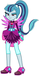 Size: 991x1929 | Tagged: safe, artist:ajosterio, imported from derpibooru, sonata dusk, human, equestria girls, legend of everfree, alternate universe, clothes, clothes swap, crystal guardian, crystal wings, gloves, ponied up, simple background, solo, transparent background, wings