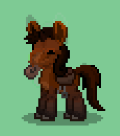 Size: 172x195 | Tagged: safe, artist:hoppy7000, imported from derpibooru, horse, pony town, ambiguous gender, green background, hoers, realistic, saddle, shadow, simple background, solo, tack